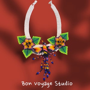 Indigenous Handmade Spiritual Hummingbird Choker, Beaded Necklace