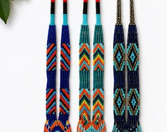 Handmade Beaded Lanyard Necklace | Indigenous Inspired Seed Bead Necklace | Native Style Beadwork | Boho Statement Jewelry | Artisan Gift