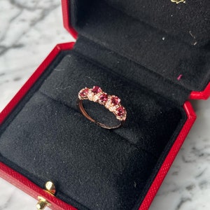 Natural Garnet Ring , Sterling Silver, Rose Gold Ring  January Birthstone Jewelry, Gift for her, Delicate Jewelry