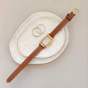 MVMT Gold-Tone Rectangular Watch with Brown Leather Strap Sharp in every way. The Newporter by MVMT brings a slim  main image 3