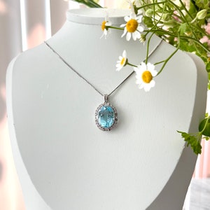 Sky Blue Topaz Necklace, Gemstone Necklace, Necklaces for Women, Unique Gift, Dainty Necklace, Delicate Jewelry, Gifts, Gifts for Women