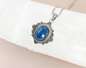Lapis Lazuli Necklace: Sterling Silver Pendant, Truth Stone