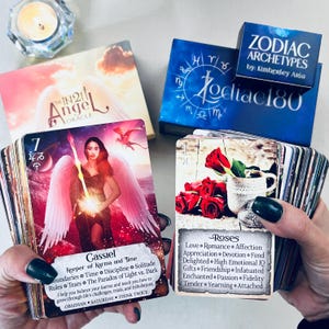 Zodiac & Angel Oracle Deck Set – Astrology, Archetypes, Lenormand Card Bundle for Intuitive Readings, Spiritual Insight Gift Idea