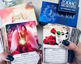 Zodiac & Angel Oracle Deck Set – Astrology, Archetypes, Lenormand Card Bundle for Intuitive Readings, Spiritual Insight Gift Idea