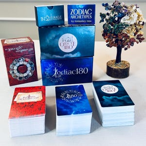3 Oracle Deck Set | iN2IT Oracle 180 + Zodiac 108 + Twin Flame Oracle | 500+ Cards w/ Keywords for Love, Timing, Insight & Soul Connection
