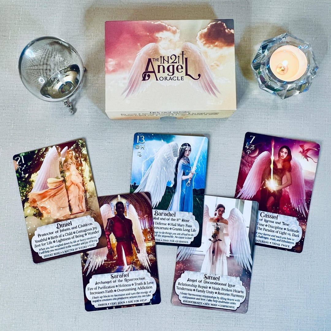 Angel Oracle Deck – 47 Angel Cards With Keywords & Guidebook