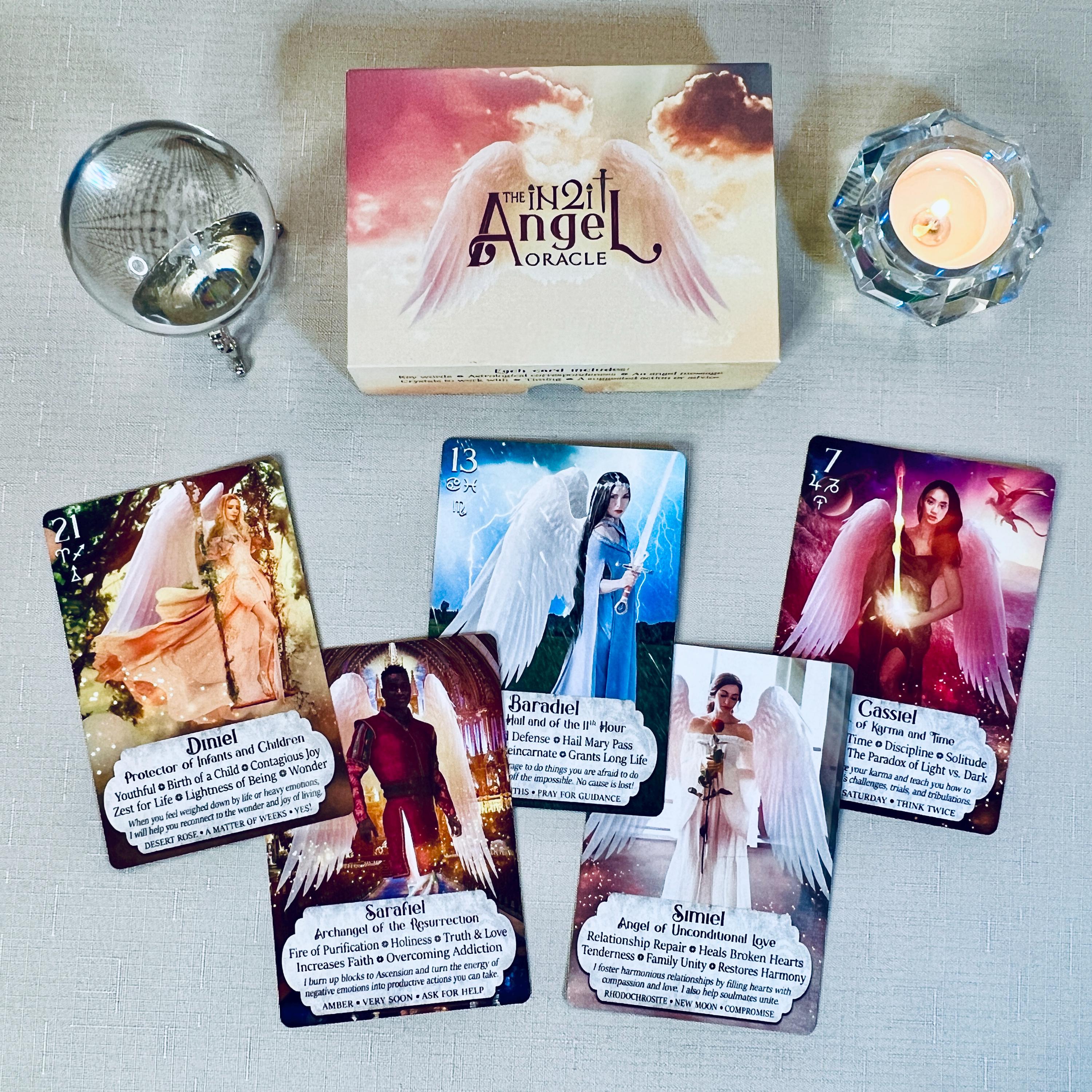 Angel Oracle Deck – 47 Angel Cards With Keywords & Guidebook
