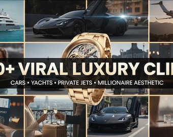 500+ Viral Luxury Videos for Reels, TikTok | Faceless Marketing Kit with MRR & PLR | Rich Lifestyle, Old Money Aesthetic, Cars, Yachts