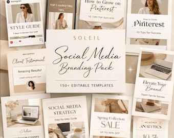 FULL Fashion Social Media Marketing Pack - 150+ Canva & PSD Templates - Instagram Posts, Stories, Pinterest - Elegant Minimalist Branding