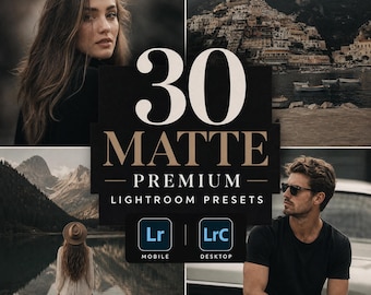 30 Matte Premium Lightroom Presets | Mobile & Desktop XMP | Instagram Photo Filters | Professional Photo Editing | Aesthetic Moody