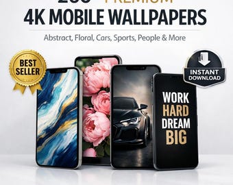 Ultimate 4K Mobile Wallpaper Bundle: 260+ Aesthetic Phone Backgrounds | Abstract, Floral, Cars, Sports, People, Text | iPhone & Android