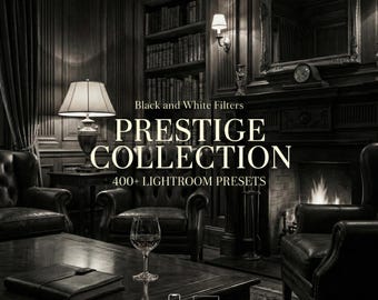 400+ Ultimate Black and White Presets Bundle | Mobile/Desktop Lightroom | Monochrome Film Noir Editorial Matte Dark | The Complete B&W Pack