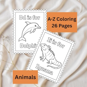 ABC Printable Coloring, Printable Preschool Worksheets, Baby Alphabet Book, Coloring book for Preschoolers, Coloring Pages For Kids, animals