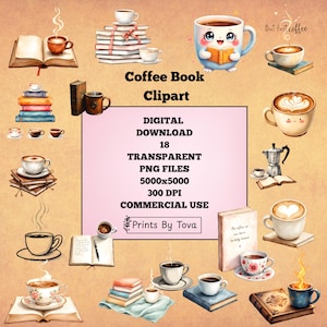 Watercolor Coffee Clipart Bundle: PNG Graphics for Crafts (Commercial Use, Digital Download)