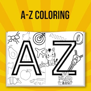 ABC Printable Coloring, Printable Preschool Worksheet, Baby Alphabet Book, Coloring book for Preschoolers, Coloring for Kids, Coloring Pages