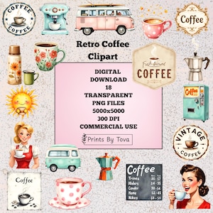 Watercolor Coffee Clipart Bundle: PNG Graphics for Crafts (Commercial Use, Digital Download)