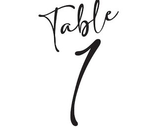 modern wedding table numbers - self print