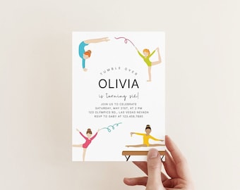 Gymnastics Birthday Party Invitation | Editable Digital Download | Printable