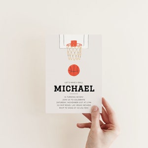 Basketball Hoop Birthday Party Invitation | Editable Template