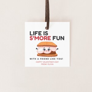 S&#39;more Valentine&#39;s Day Favor Tag | Life is S&#39;more Fun with a Friend Like You | Editable Download