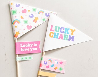 Lucky Charm Pennant Flags | Instant Download