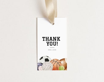 Laten we een bal hebben | Verjaardag partij gunst tag | Bewerkbare sjabloon