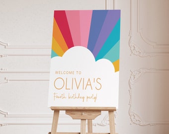 Rainbow of Fun Birthday Party Welcome Sign | Editable Download