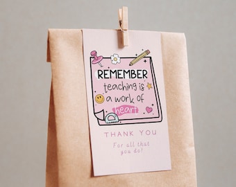 Teacher Thank You Gift Tag | Groovy Pink Design | Instant Download