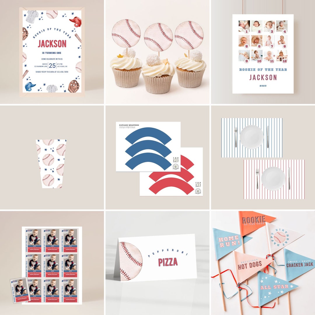 Rookie of the Year | Baseball Party Bundle | Editable on Corjl - Etsy