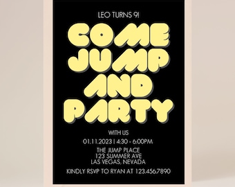 Jump Birthday Party Invitation | Trampoline Birthday | Bounce Party Invite