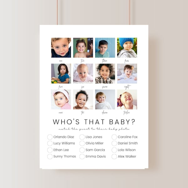 Who's that Baby | Baby Shower Game | Editable Template on Canva