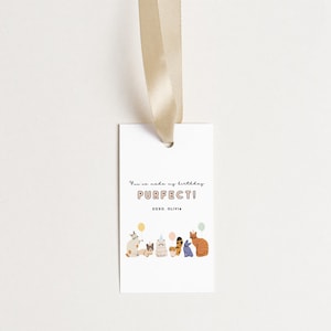 Cat Birthday Party Favor Tag | Digital Download | Editable