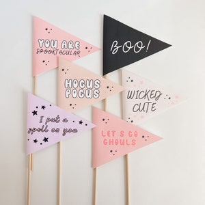 Halloween Pennant Flags | Pink, Purple, and Black | Instant Download