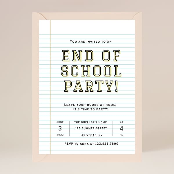 End of School Party Invitation | End of Year Party | Editable Instant Download
