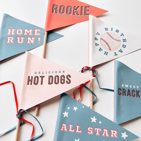 Rookie of the Year | Baseball Party Pennant Flags | Instant Download