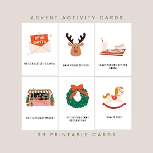 Christmas Advent Calendar Printable Activity Cards | Instant Download Printable