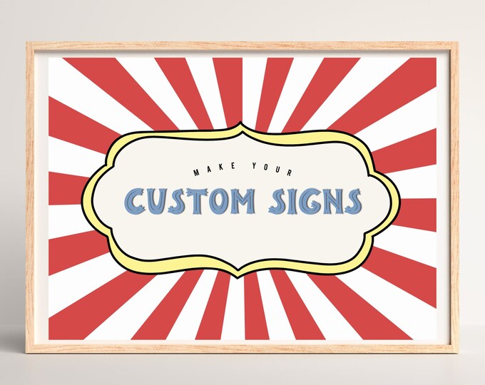 Circus Carnival Party Editable Signs | Editable Templates | Digital ...