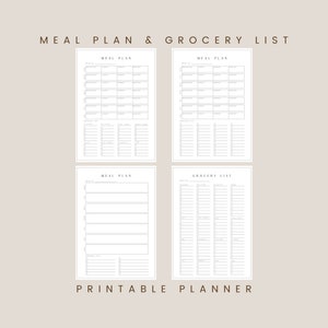 Weekly Meal Planner & Grocery List | Instant Download PDF | A4 Letter and A5 half size