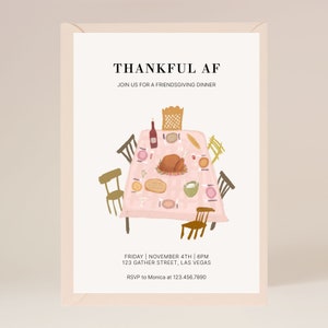 Friendsgiving Thankful AF Party Invitation | Editable on Corjl | Instant Download