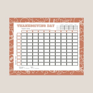 Thanksgiving Day Football Squares | Instant Download