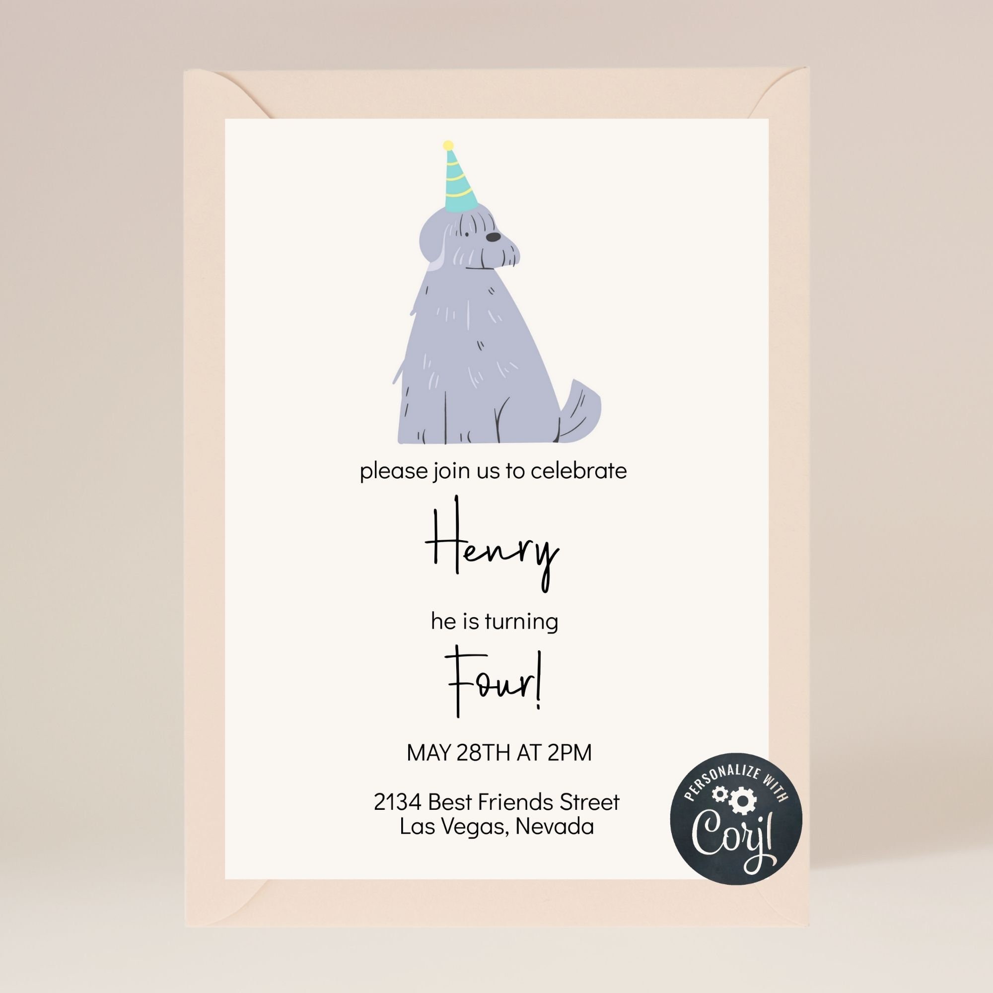 Puppy Party Invite Pawty Birthday Invitation Printable Editable ...
