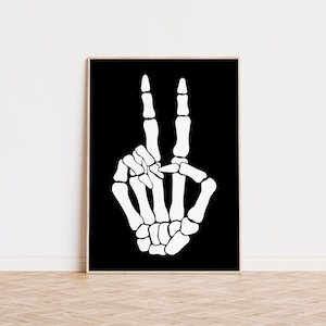 Skeleton Hand Peace Sign | Digital Print | Instant Download