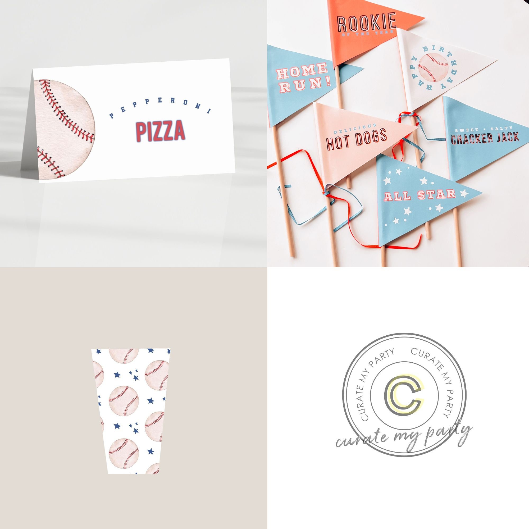 Rookie of the Year | Baseball Party Bundle | Editable on Corjl - Etsy
