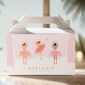 Ballerina Gable Box Label | Birthday Favor | Editable Digital Template Download