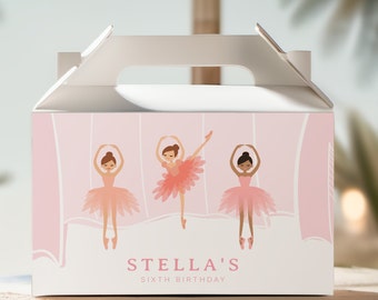 Ballerina Gable Box Label | Birthday Favor | Editable Digital Template Download