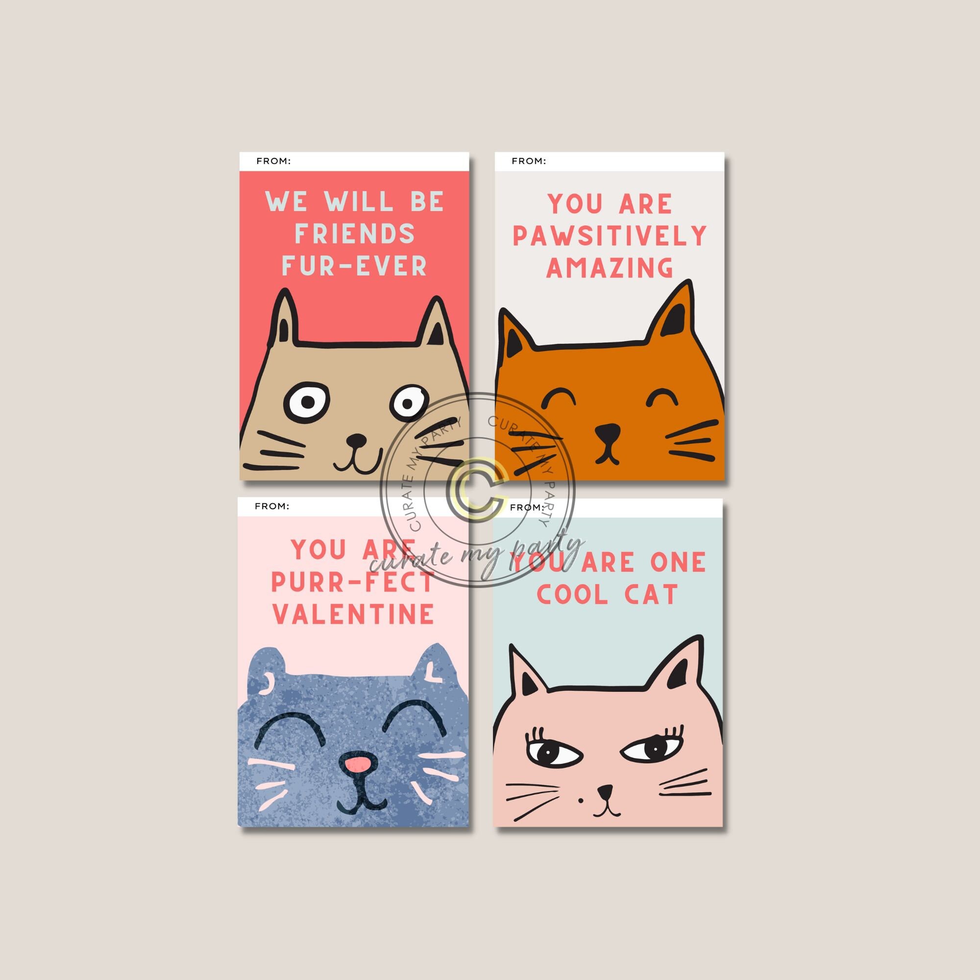 Cat Pun Valentine's Day Kids Cards Printable Instant Download - Etsy cat-pun-valentine-s-day-kids-cards-printable-instant-download-etsy