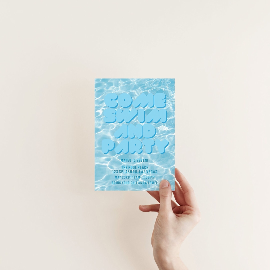 Swim and Party Birthday Party Invitation | Editable Template - Etsy