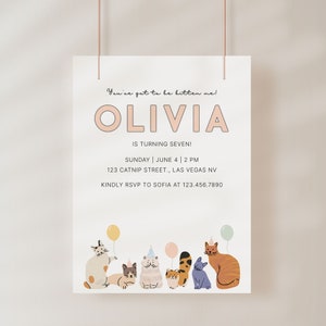 Cat Birthday Party Welcome Sign / Kitten Party / Descarga digital / Editable