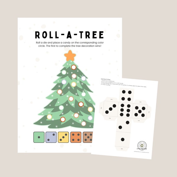 Roll a Tree Christmas Game | Printable | Instant Download Family & Kids Game