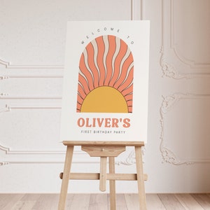 First Trip Around the Sun Welcome Sign | Editable Template
